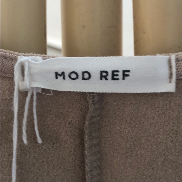 Boho Cross V-Neck, Camel Suede Dress - Picture 4 of 4